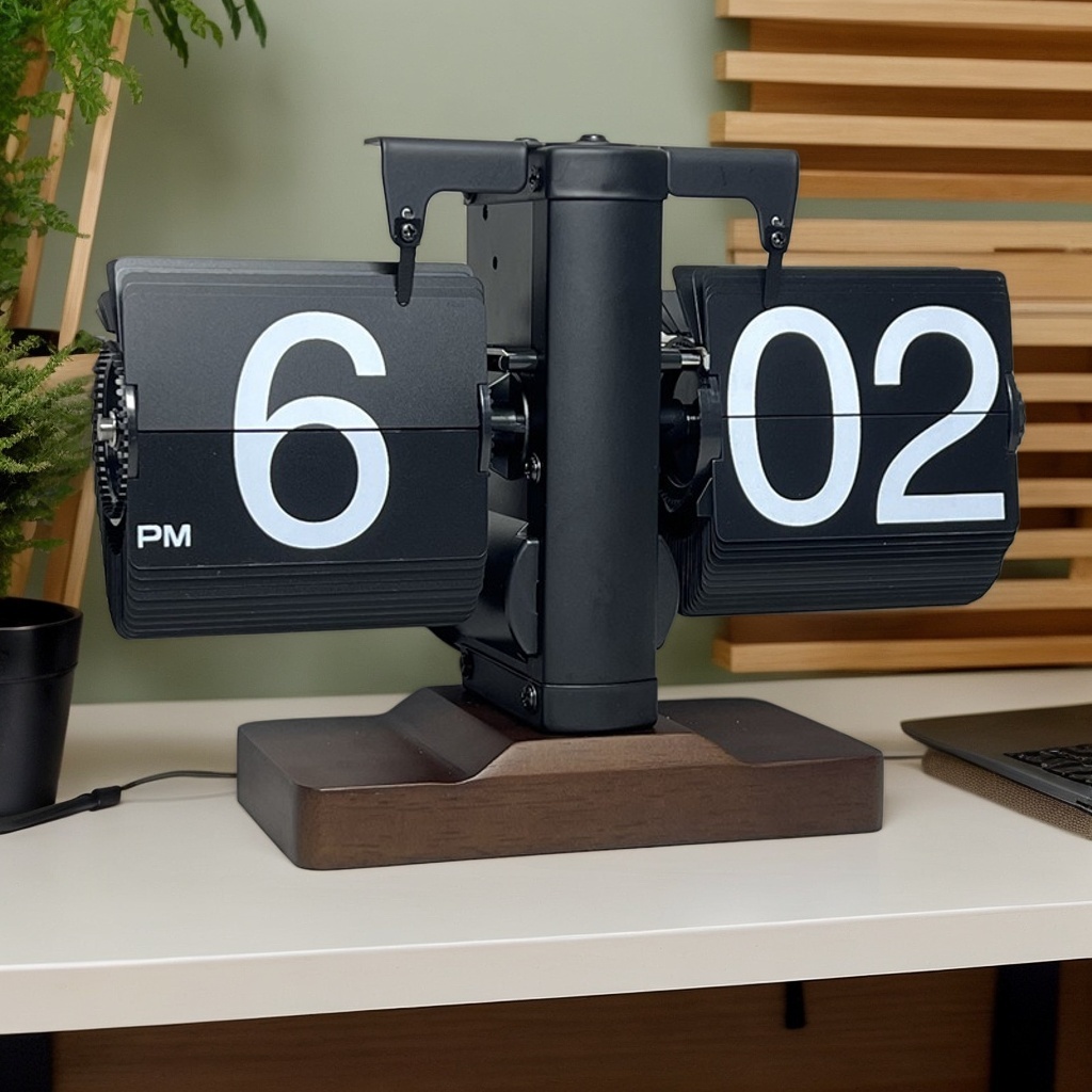 นาฬิกาสุนทรียศาสตร์เงียบ Vintage Mechanical Flip Clock นาฬิกาพลิกอัตโนมัติส่วนบุคคล นาฬิกาดิจิตอลแบบ
