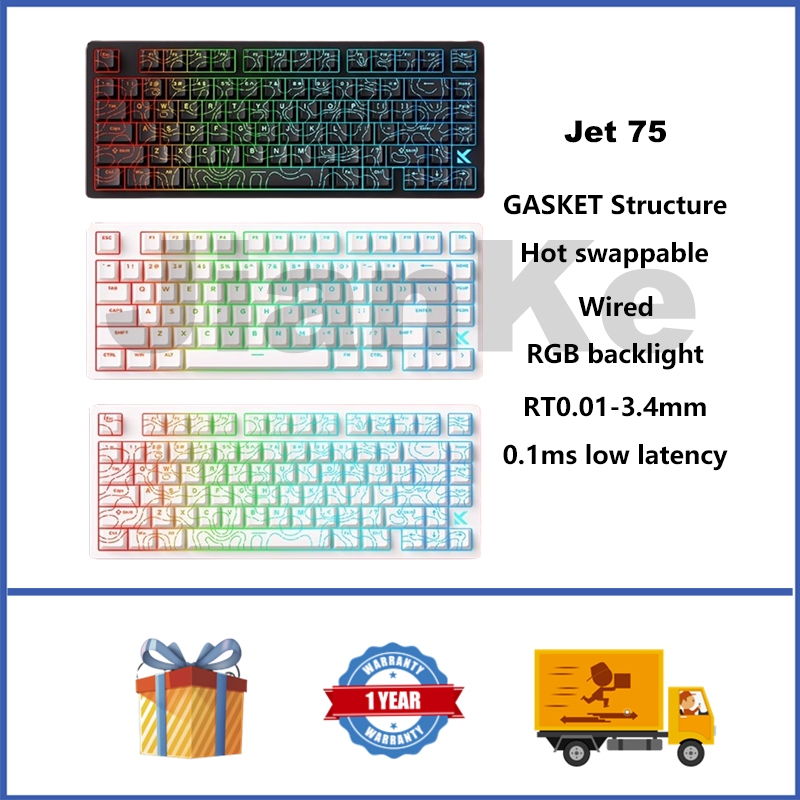 (ในสต็อก) Mchose Jet 75 คีย์บอร์ดแม่เหล็กแบบมีสาย 75% Hot swappable RGB GASKET RT0.01 Dynamic Key Range RS SOCDDKSMTTGL Key Macro 0.1ms Low Latency คีย์บอร์ดเกมที่กําหนดเอง