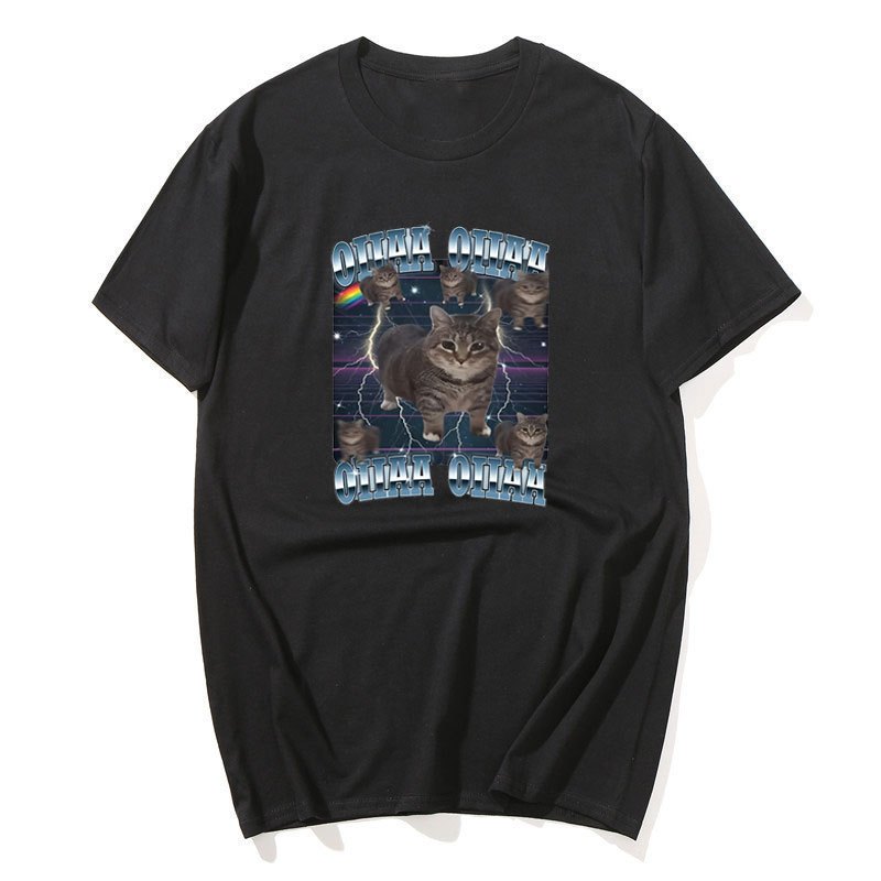 ตลก Viral Oia Cat Meme กราฟิก T เสื้อสําหรับผู้ชายผู้หญิง Silly Cat เสื้อยืด Oiiaa Cat Unhinged T เส