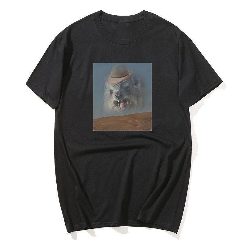 ตลกกรีดร้องคาวบอย Hyrax Meme T เสื้อ Silly Joke Goofy Ahh Tshirt ผ้าฝ้ายสบายๆ O-คอ Tee เสื้อ Streetw