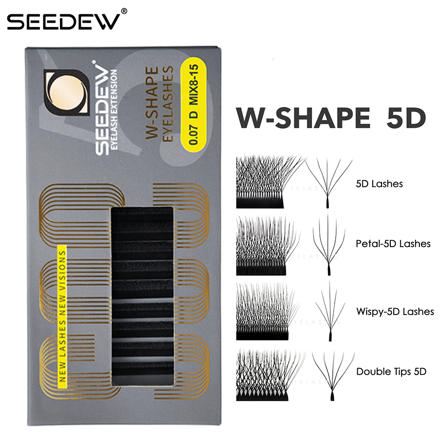 Seedew ขนตาปลอม 5D W แฮนด์เมด 12 เส้น ต่อถาด อ่อนนุ่ม ต่อขนตา  W 5D ช่อดอกไม้