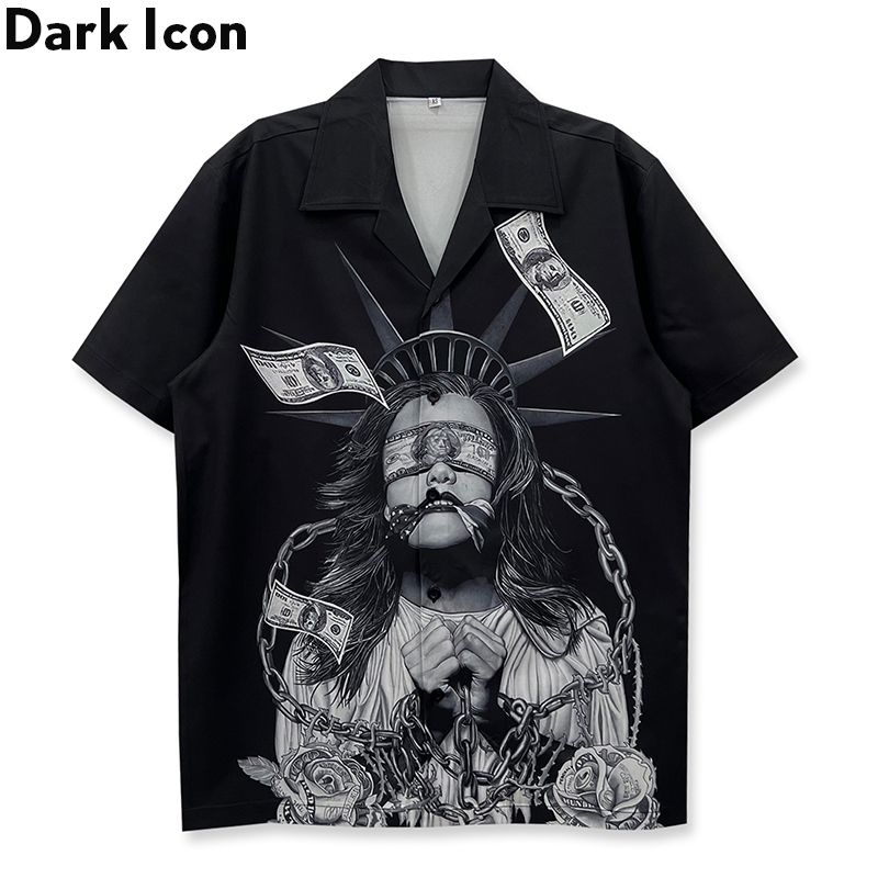 Dark Icon Usdollar Chain Locker Shirt ผู้ชายเสื้อเชิ้ตวินเทจแขนสั้น