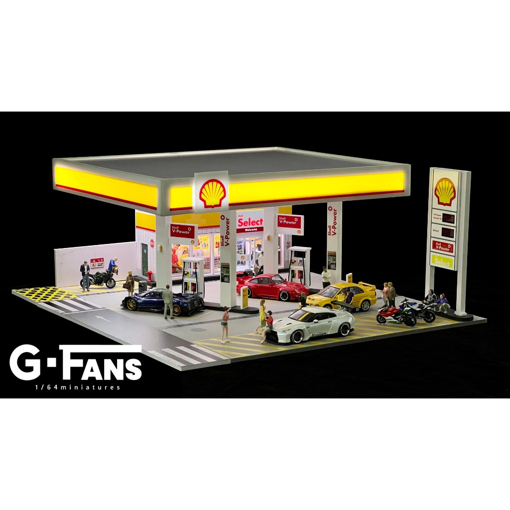 G-fans 1/64 Diorama รถโรงรถรุ่น LED Light City Street View รถที่จอดรถชุดฉากคอลเลกชันของเล่นของขวัญ