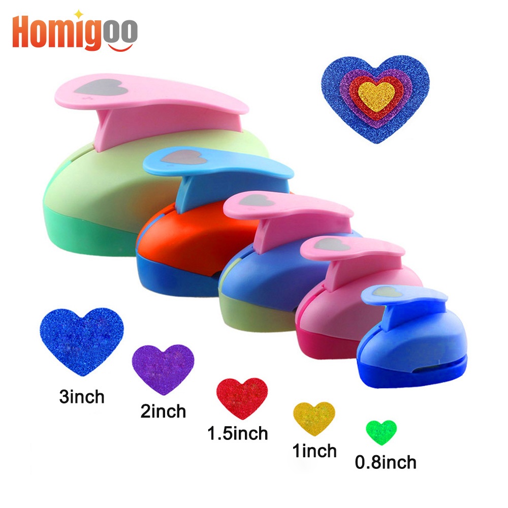 Homigoo รูปหัวใจ 8-50 มม.DIY ลายนูน Punches ขายมุม Scrapbooking เครื่องตัดกระดาษ Craft Hole Punch