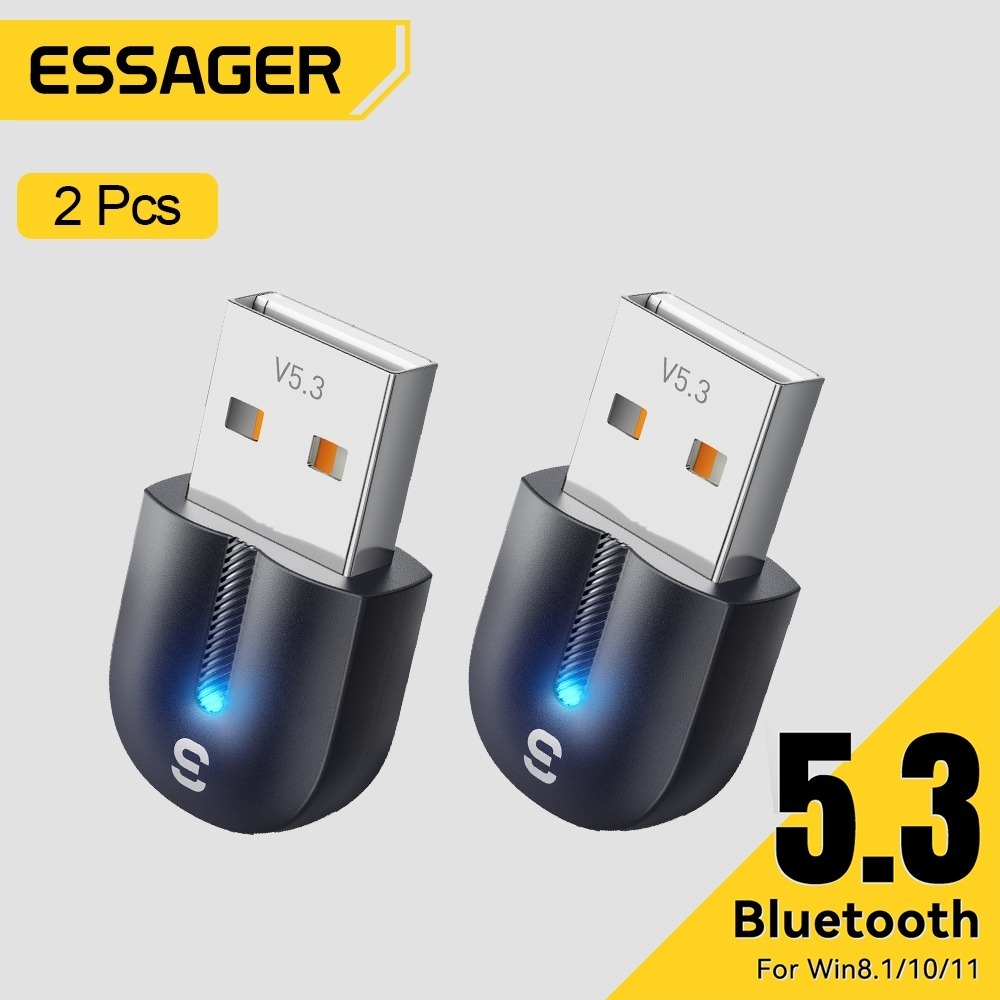 Essager อะแดปเตอร์บลูทูธ USB Dongle บลูทูธ 5.3 สําหรับ PC แล็ปท็อปลําโพงเครื่องรับสัญญาณเสียงเมาส์ไร้สายคีย์บอร์ด USB Transmitter