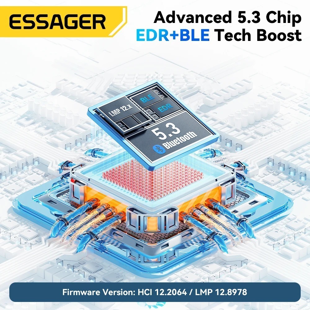 Essager อะแดปเตอร์บลูทูธ USB Dongle บลูทูธ 5.3 สําหรับ PC แล็ปท็อปลําโพงเครื่องรับสัญญาณเสียงเมาส์ไร้สายคีย์บอร์ด USB Transmitter