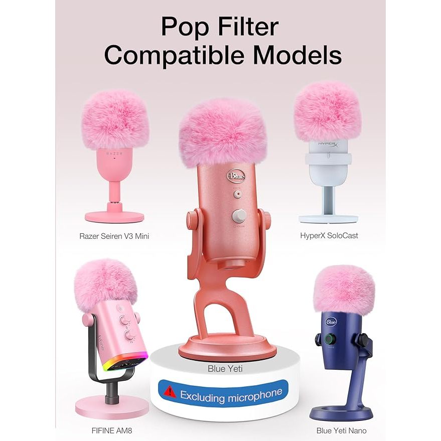 ตัวกรองป๊อปเยติสีน้ําเงิน, กระจกบังลม Muff แบบสากลสําหรับ Blue Yeti X, Nano, Yeti Pro, AM8, SoloCast