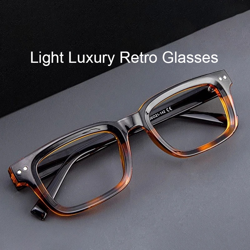 ย้อนยุค สี่เหลี่ยมเล็กกรอบแว่นตาเสือดาวพิมพ์ไล่โทนสีแฟชั่นสบายแว่นตาผู้หญิงอ่านหนังสือแว่นตามืออาชีพ