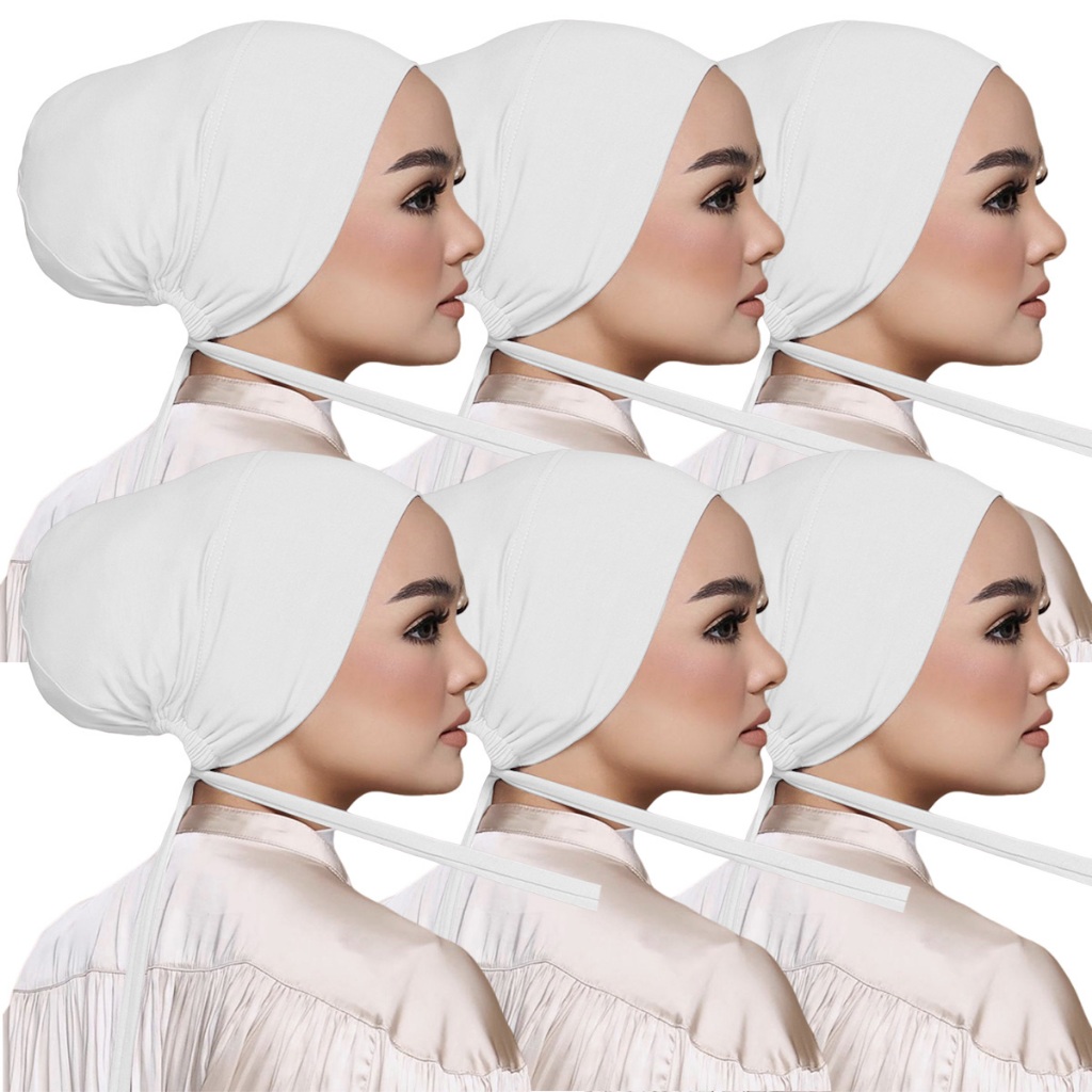Doria 6 ชิ้น/เซ็ตพรีเมี่ยมด้านใน Hijab ยืดหยุ่นปรับผ้าฝ้าย Modal ภายใน Hijab มุสลิม Instant Hijab Un