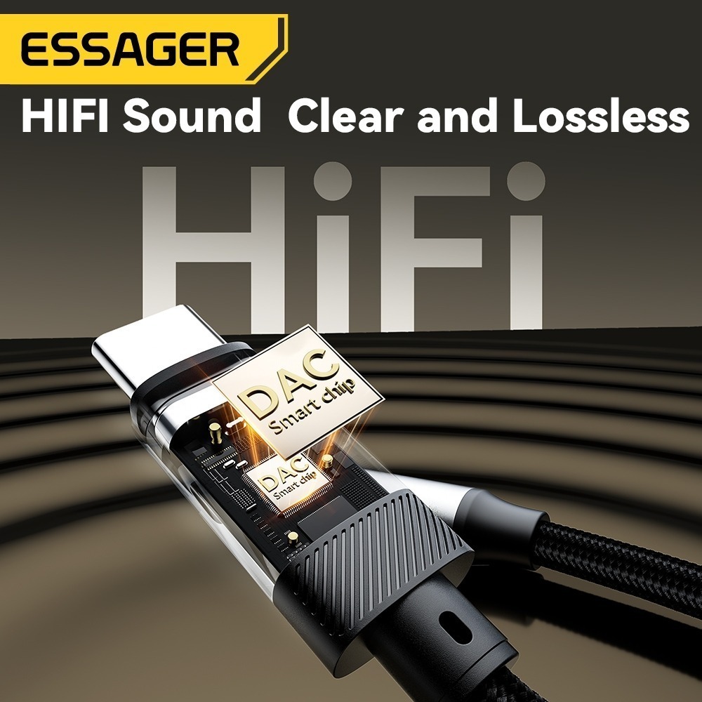 Essager 3.5 มม.สายแปลงเสียง USB C/L ถึง 3.5 แจ็คหูฟังอะแดปเตอร์ AUX สําหรับ Samsung Xiaomi IP12/13/14/15