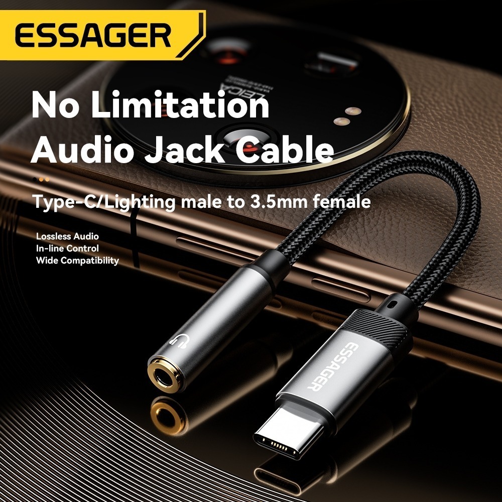 Essager 3.5 มม.สายแปลงเสียง USB C/L ถึง 3.5 แจ็คหูฟังอะแดปเตอร์ AUX สําหรับ Samsung Xiaomi IP12/13/14/15