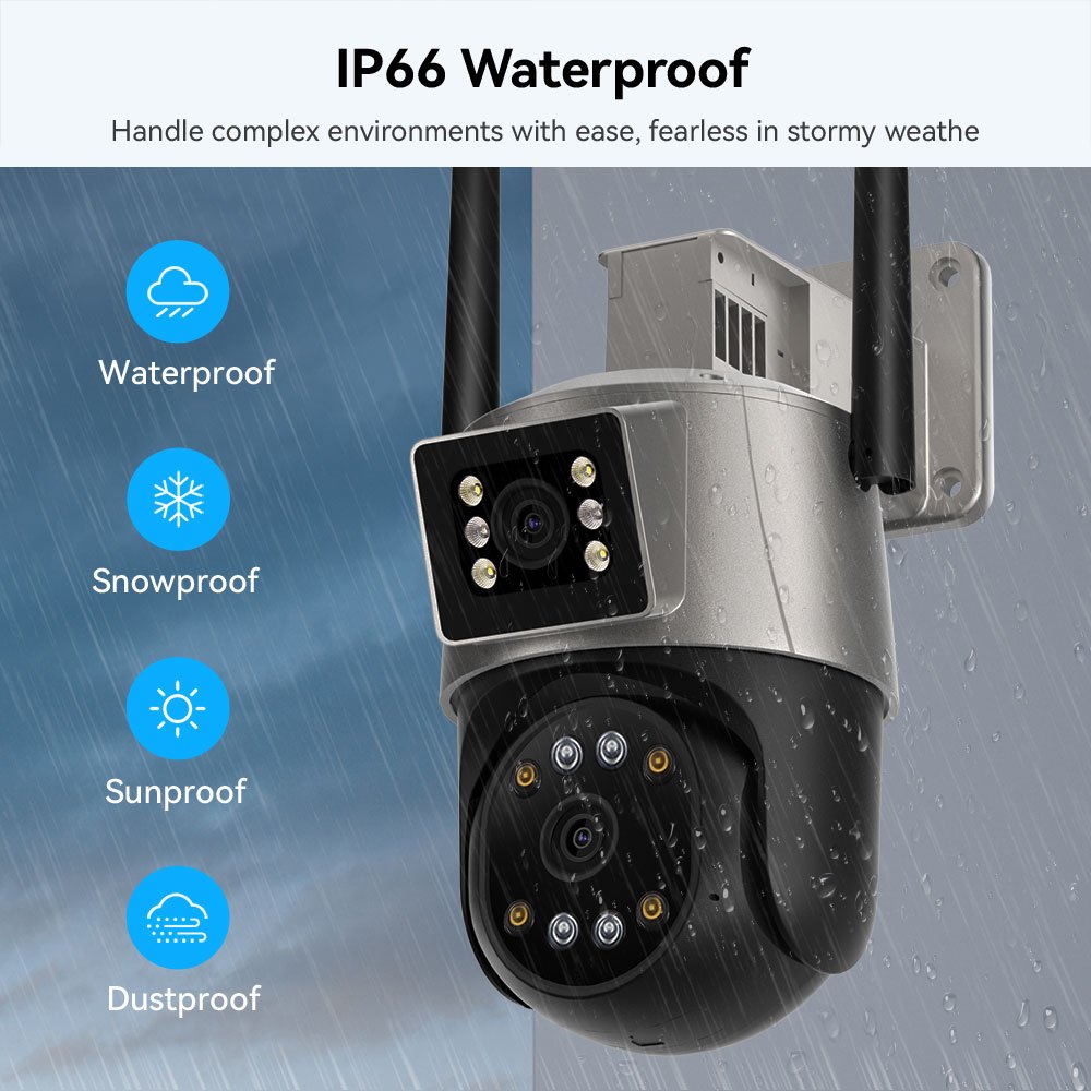 Hamrol 4K 8MP Network Wireless Monitor Dual Lens Outdoor PTZ WIFI Camera Automatic Tracking CCTV