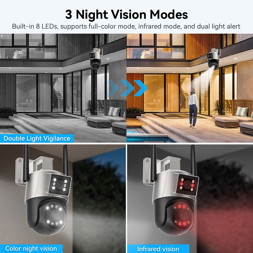 Hamrol 4K 8MP Network Wireless Monitor Dual Lens Outdoor PTZ WIFI Camera Automatic Tracking CCTV