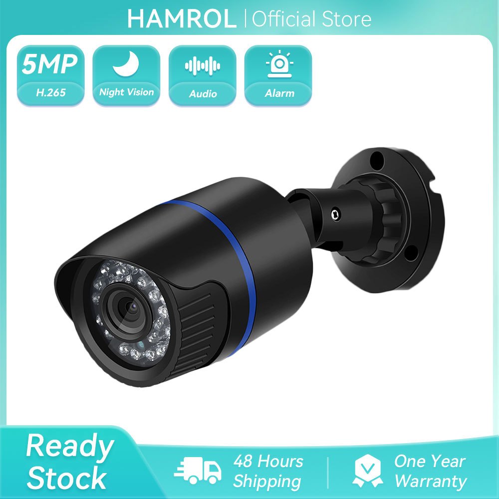 Hamrol IP Camera With Audio Recorrd 5MP 3MP 2MP XMEye P2P Motion Detection RTSP 48V POE CCTV