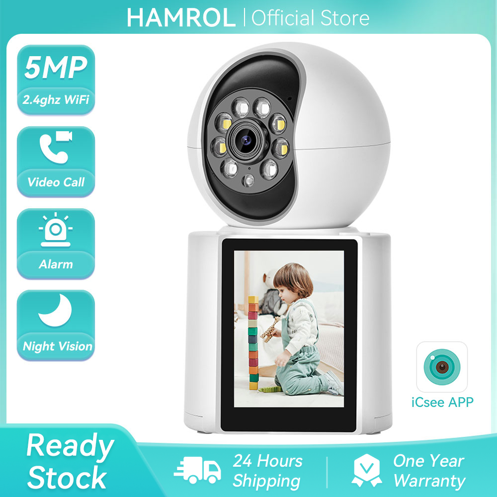 Hamrol 360 ° WIFI Indoor Home Baby Monitor 5X Zoom One Click Call Video Call Camera CCTV