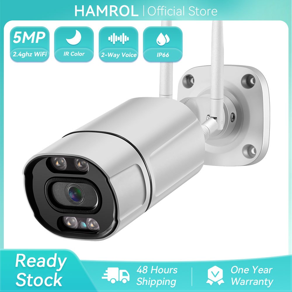 Hamrol 5MP Outdoor IP Camera Wifi Color  Ai Human Detect Audio Wireless 1080P CCTV Security