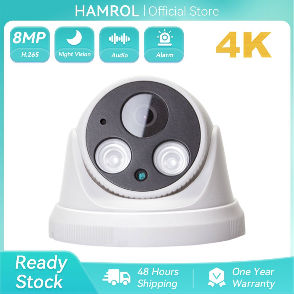Hamrol 8MP POE Network IP Camera H.265  5MP Wired 4MP 2MP Surveillance Camera  Motion Detection CCTV