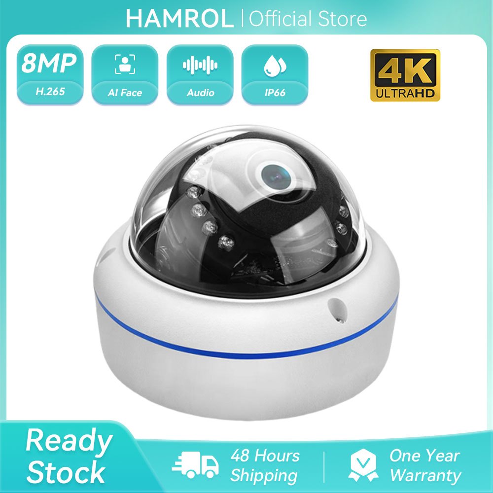 Hamrol 8MP 4K IP Camera Poe 5MP 4MP Face Detection CCTV Security H.265 Waterproof For Nvr System