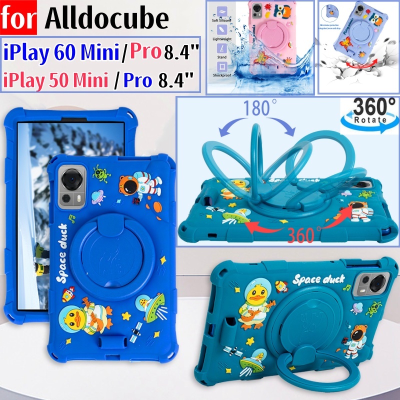 สําหรับ Alldocube iPlay60 iPlay 60 Mini Pro 2024 8.4 "iPlay 50 Mini Pro 8.4 นิ้วแท็บเล็ต 360 หมุนน่ารักการ์ตูนกันกระแทกซิลิโคนอ่อนนุ่มป้องกันขาตั้งฝาครอบ