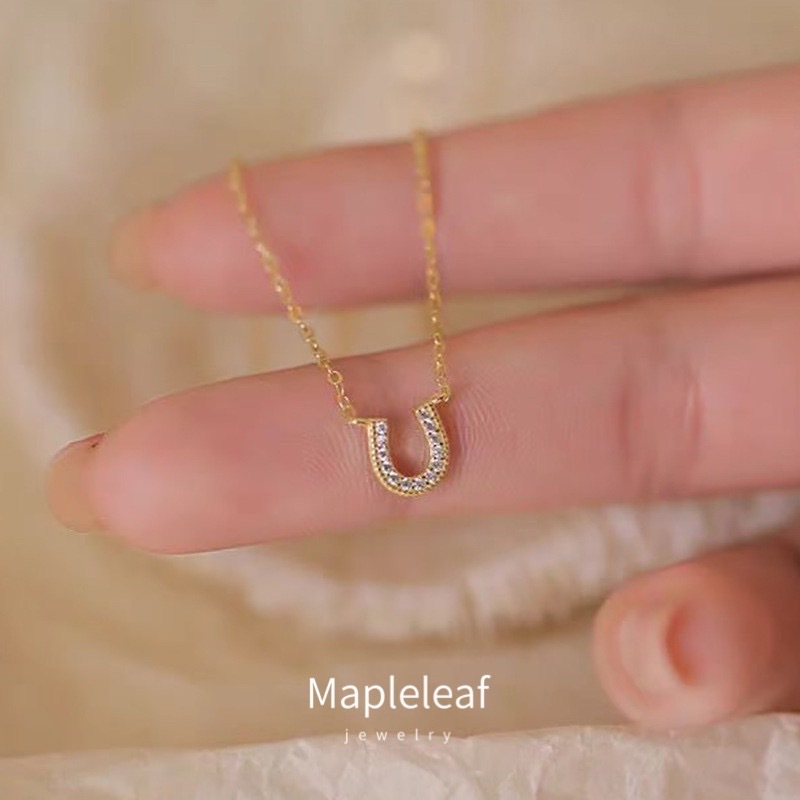 ทอง 18k horseshoe U-รูปZirconฝังผู้หญิงจี้สร้อยคออุปกรณ์เสริมเครื่องประดับของขวัญHypoellergic