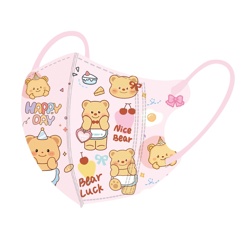 50 ชิ้น แมสเด็ก3D การ์ตูนเนยหมีเด็กสาวทิ้งสามมิติหมีสายรุ้งพิมพ์การ์ตูนบรรจุภัณฑ์อิสระ 3Dหน้ากากเด็ก - รูปที่ 2