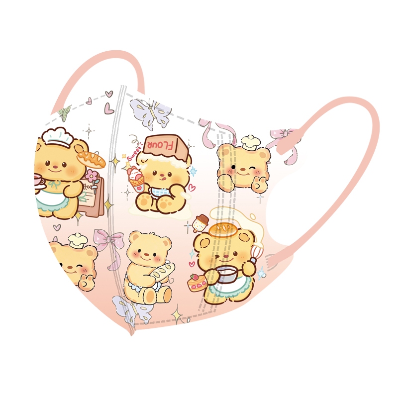 50 ชิ้น แมสเด็ก3D การ์ตูนเนยหมีเด็กสาวทิ้งสามมิติหมีสายรุ้งพิมพ์การ์ตูนบรรจุภัณฑ์อิสระ 3Dหน้ากากเด็ก - รูปที่ 4