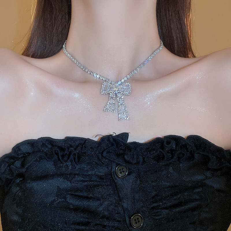 [Jewbeauty]เข็มเงินชุดโบว์เพชรสี่เหลี่ยมคางหมูเพทายสร้อยคอต่างหูชุดแสงหรูหราความรู้สึกสูงแฟชั่นออกแบบเครื่องประดับขายส่ง - รูปที่ 3