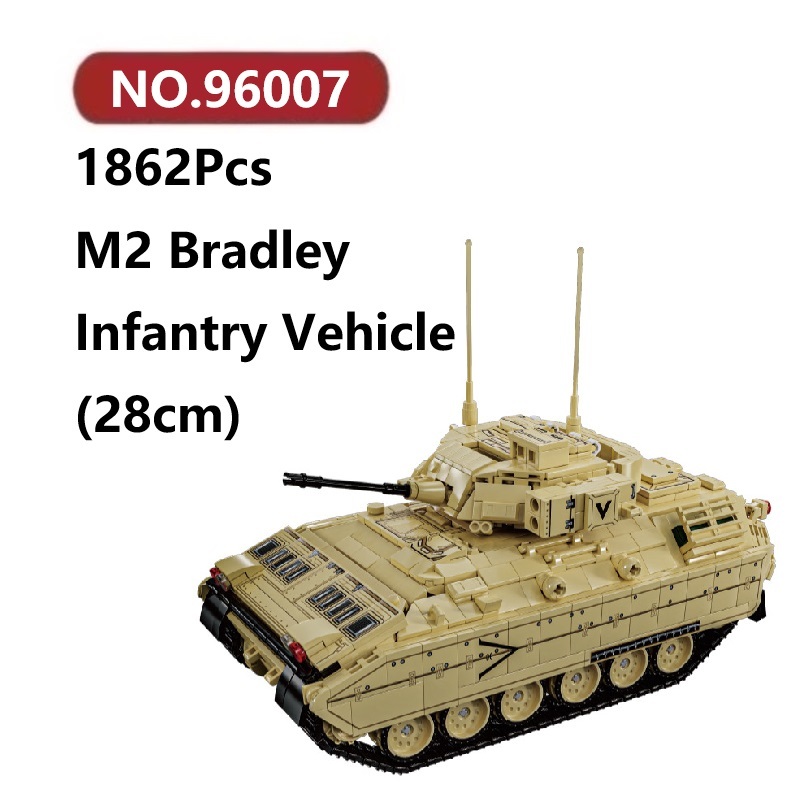 M2 Bradley รถหุ้มเกราะทหารราบ ของเล่นตัวต่อ 1862ชิ้น 12GO Tank โมเดลประกอบแล้ว