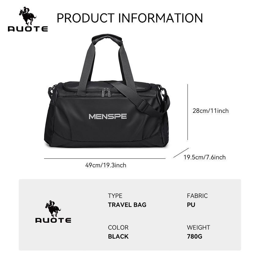 AUOTE กระเป๋าเดินทางกระเป๋าแฟชั่นกระเป๋าฟิตเนสแยกแห้งและเปียกกีฬากลางแจ้งยิม - รูปที่ 6