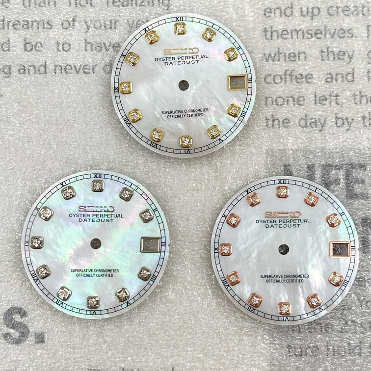 Mother-of-pearl Dial Modification Accessories 28.5mm เหมาะสําหรับ nh35 Movement Diamond Surface No Luminous