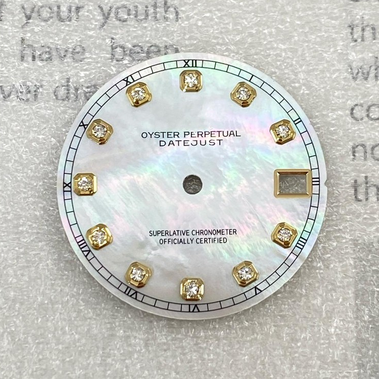Mother-of-pearl Dial Modification Accessories 28.5mm เหมาะสําหรับ nh35 Movement Diamond Surface No Luminous