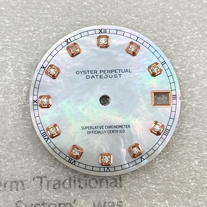 Mother-of-pearl Dial Modification Accessories 28.5mm เหมาะสําหรับ nh35 Movement Diamond Surface No Luminous