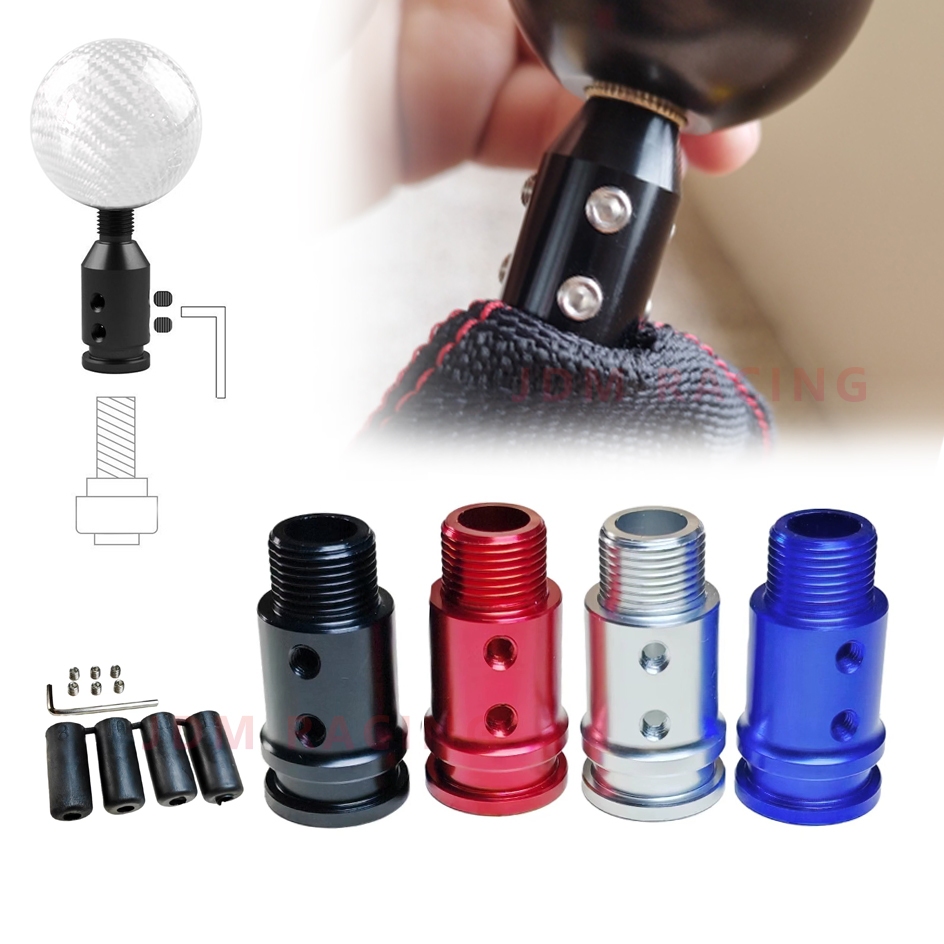 อลูมิเนียมอัลลอยด์สากลรถเกียร์อัตโนมัติคู่มือเปลี่ยนลูกบิดอะแดปเตอร์สีดําสําหรับไม่เกลียว Shifters M18x1.5