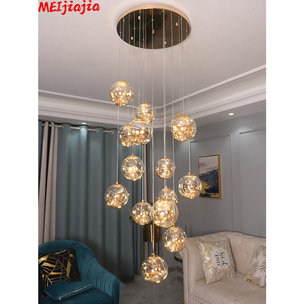 บันไดยาวโคมไฟระย้าห้องรับประทานอาหารจี้โคมไฟห้องนั่งเล่นห้องนอนโคมไฟเพดานตก แต่งในร่ม - รูปที่ 2