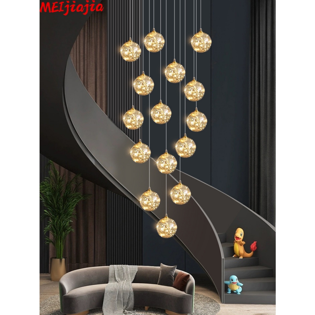 บันไดยาวโคมไฟระย้าห้องรับประทานอาหารจี้โคมไฟห้องนั่งเล่นห้องนอนโคมไฟเพดานตก แต่งในร่ม - รูปที่ 6