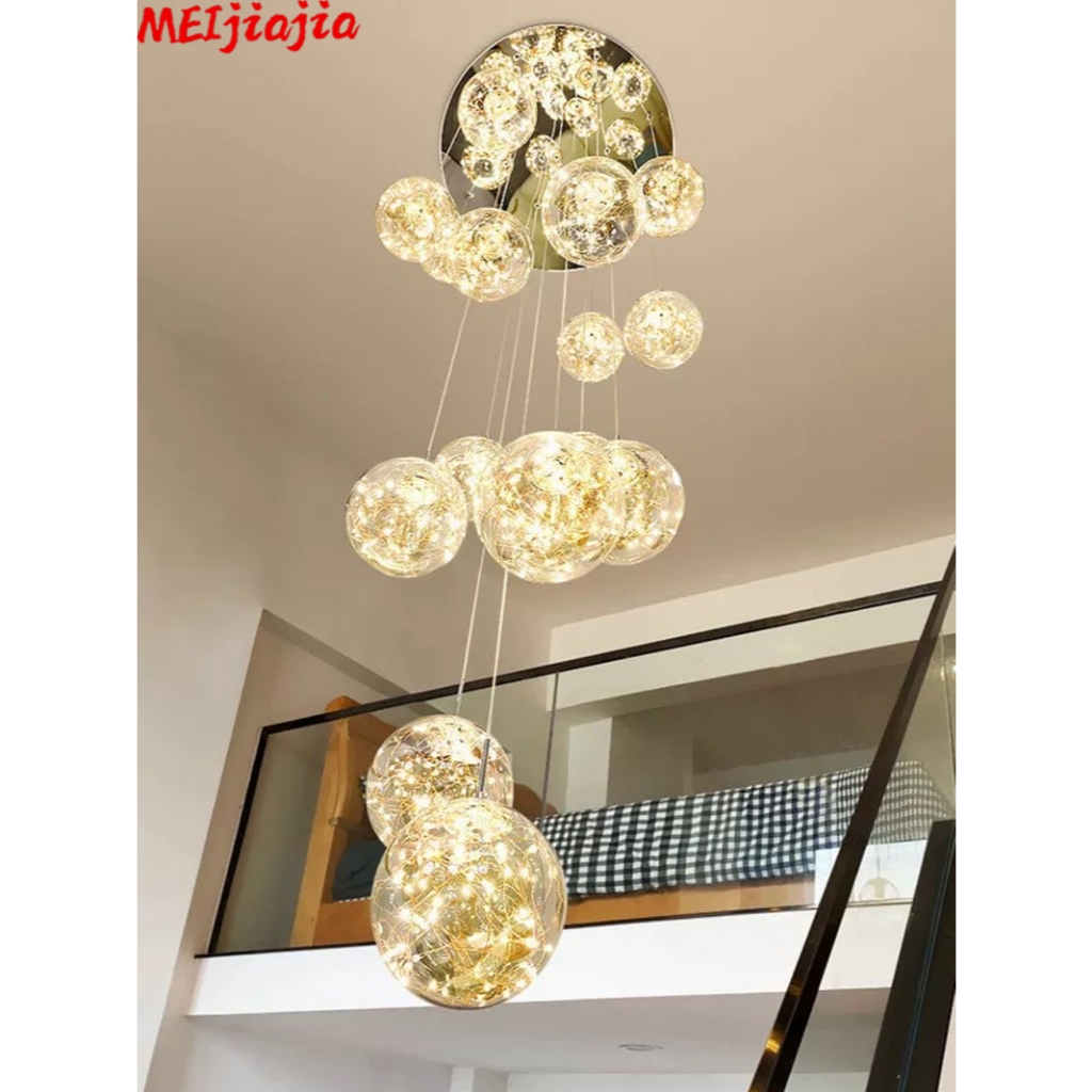 บันไดยาวโคมไฟระย้าห้องรับประทานอาหารจี้โคมไฟห้องนั่งเล่นห้องนอนโคมไฟเพดานตก แต่งในร่ม - รูปที่ 5