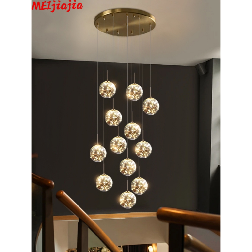 บันไดยาวโคมไฟระย้าห้องรับประทานอาหารจี้โคมไฟห้องนั่งเล่นห้องนอนโคมไฟเพดานตก แต่งในร่ม - รูปที่ 3