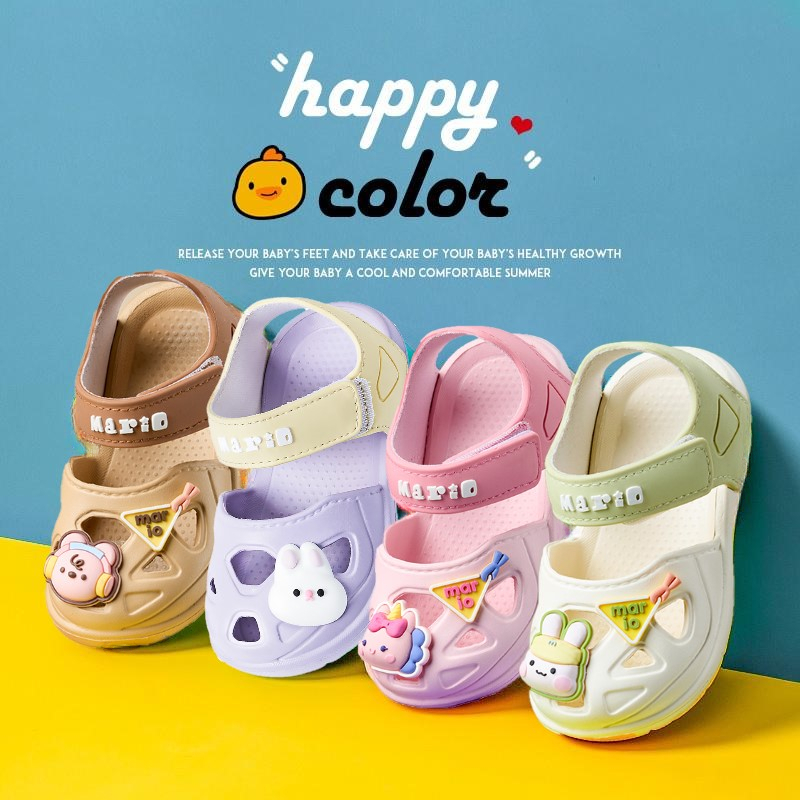 Cheerful Mario 13-18ซม นองเท้าเด็ก หลายสี ลองเท้าเด็ก การ์ตูน น่ารัก รองเท้ารัดส้นเด็กหัดเดิน กันลื่น รแงเท้าเด็ก
