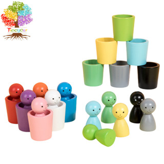 เด็กมอนเตสโซริสีคนร้ายการจําแนกถ้วยซ้อนเด็กอนุบาลมือตาประสาน…