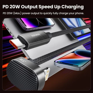 Toocki PD 20W U-Shaped 180 องศาข้อศอกประเภท C ถึง lOS สายเกมมือถือ USB C ถึง lOS สายชาร์จเร็ว
