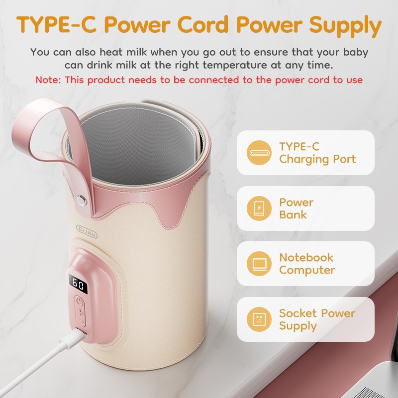 Dr.isla เครื่องอุ่น ASI แบบพกพา 20-65 ° ฟังก์ชั่นเครื่องอุ่นขวด Led ฟังก์ชั่นจอแสดงผลกระเป๋าขวดเด็กทารกแบบพกพา USB สําหรับกลางแจ้ง Night Wm12 - รูปที่ 2