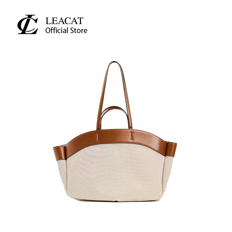 Leacat กระเป๋าสตรีกระเป๋าสะพายความจุขนาดใหญ่กระเป๋าผ้าใบกระเป๋าช้อปปิ้งแฟชั่น
