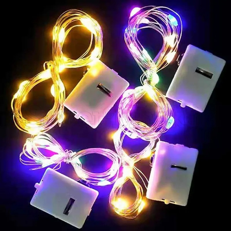 ✨COD✨สายไฟ LED กระพริบ 1 2 เมตร ของตกแต่งกล่องของขวัญ ปาร์ตี้คริสต์มาส ไฟพวงมาลัยกลางแจ้ง สายไฟนางฟ้าในสวน แบตเตอรี่ ของตกแต่งงานแต่งงาน คริสต์มาส พร้อมแบตเตอรี่