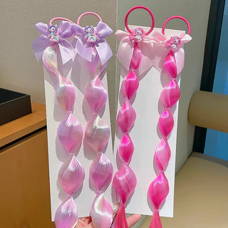 เด็ก Little Pony Pony วิกผม Bubble Braid Bow ยางรัดสาว Bubble Braid เชือกผม