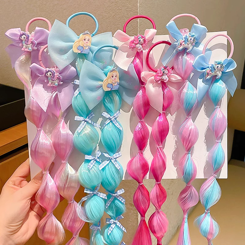 เด็ก Little Pony Pony วิกผม Bubble Braid Bow ยางรัดสาว Bubble Braid เชือกผม