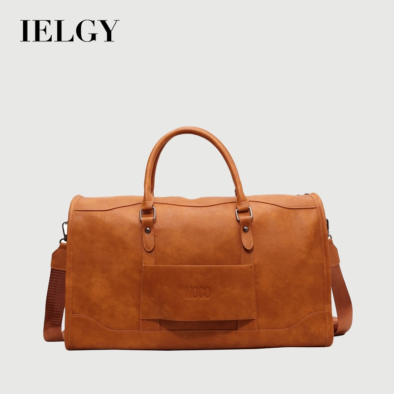 IELGY กีฬากระเป๋ายิมหนังแฟชั่นย้อนยุคเดินทางแบบพกพาบรรจุภัณฑ์เสื้อผ้ากระเป๋าสัมภาระกระเป๋าเดินทางความจุขนาดใหญ่