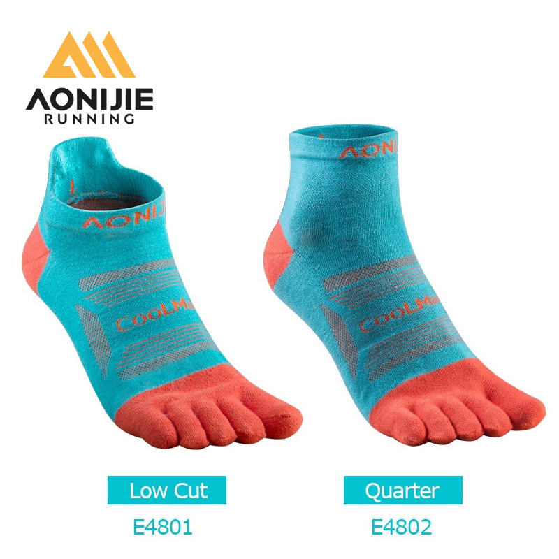 Aonijie  3 คู่ ถุงเท้าข้อสั้น ห้านิ้ว สําหรับ Marathon Race Trail E4801 E4802