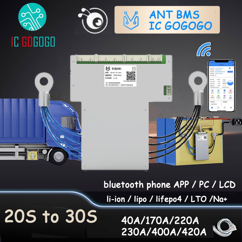 สมาร์ท 20S ~ 30S ANT BMS Lifepo4 li-ion LTO แบตเตอรี่ป้องกัน 170A 220A 425A 550A 1000A บลูทูธ APP โท