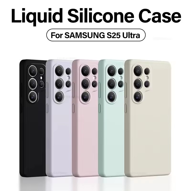 SAMSUNG หรูหราซิลิโคนเหลวสําหรับSamsung Galaxy S26 S25 S24 S23 S22 Ultra PLUS S25 S24FE 5Gกันกระแทกฝาครอบ