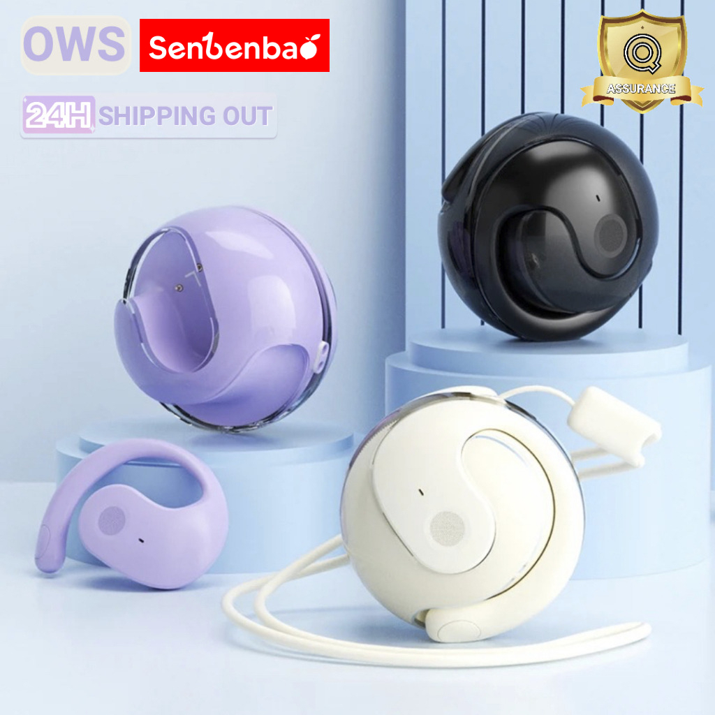 Senbenbao OWS หูฟัง (2 Freebies: 1 ซิลิคอน Lanyard + 1 เกมแขน) คุณภาพเสียงสูง HiFi หูฟังไร้สายบลูทูธ, IPX5 กันน้ําพร้อมชุดหูฟังแบตเตอรี่ความจุขนาดใหญ่